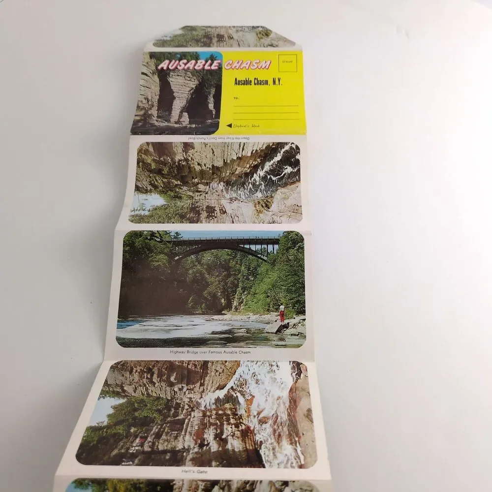 Ausable Chasm‎ New York 1960s Fold-Out Postcards Unused Caverns Caves NY Tourism
